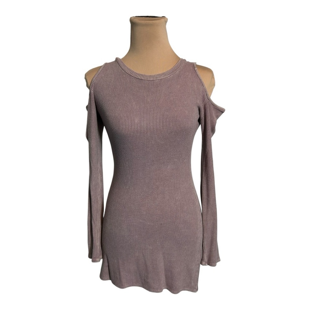 Promesa Waffle Knit Cold Shoulder Thermal - Size M, Lavender